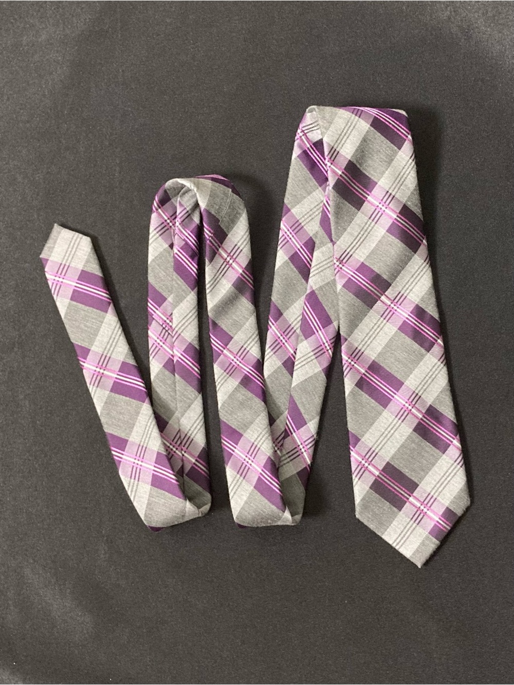 ⭐️ Croft & Barrow Purple And Grey Plaid Formal Necktie
